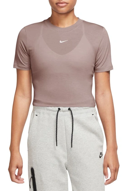 Nike Women's  Sportswear Essential Slim Cropped T-shirt In Smokey Mauve