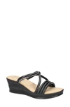Tuscany By Easy Street® Elvera Womens Embellished Faux Leather Wedge Sandals In Black