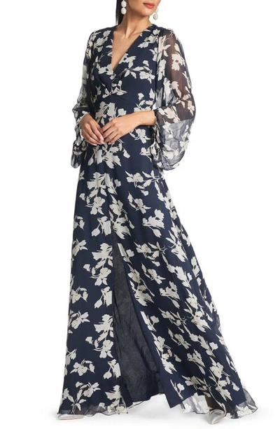 Sachin & Babi Jenny Gown In Navy Venetia Petal
