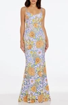 DRESS THE POPULATION GIOVANNA FLORAL SEQUIN MERMAID GOWN