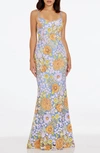 Dress The Population Giovanna Gown In Lavender Multi