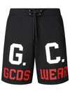 Gcds Logo-print Drawstring Swim Shorts In Black
