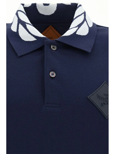 Mcm Laurel-intarsia Piqué Polo Shirt In Dark Navy