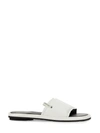 Premiata Sleek White Slide Sandal With Lamb Leather Upper In White