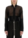 Rick Owens Sheer Fabric Cropped Bomber Jacket In Black