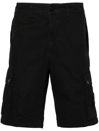 Stone Island Slim Fit Cargo Shorts In Black