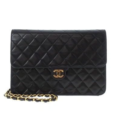 Pre-owned Chanel Single Flap Black Leather Shoulder Bag ()