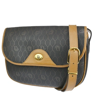 Dior Honeycomb Brown Canvas Shoulder Bag ()