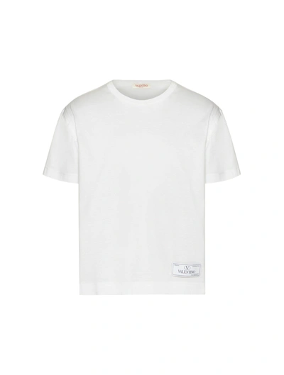Valentino Brand-patch Crewneck Cotton-jersey T-shirt In White