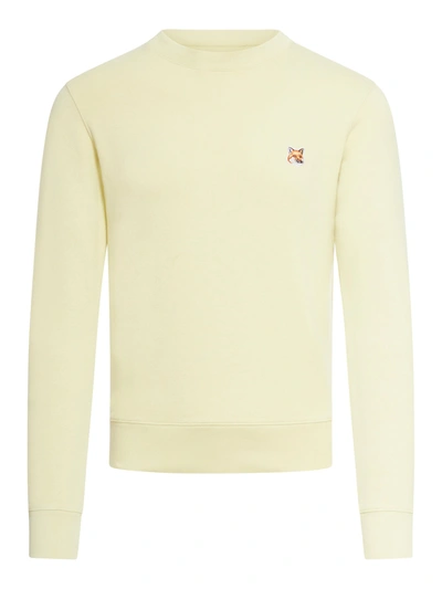 Maison Kitsuné Fox Head Cotton Sweatshirt In Yellow & Orange