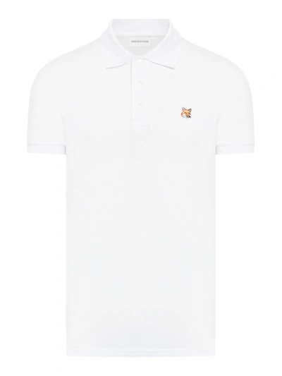 Maison Kitsuné Fox Head Piqué Polo Shirt In White