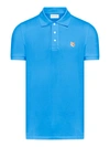 Maison Kitsuné Fox Head Cotton Polo Shirt In Blue