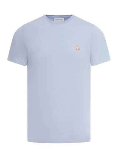 Maison Kitsuné Cotton T-shirt With Patch In Blue