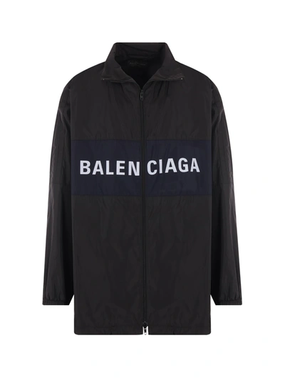 Balenciaga Woman Black Micro Faille Oversize Windbreaker