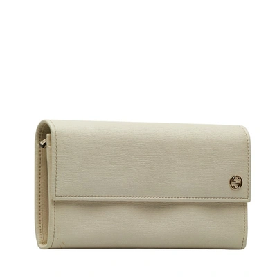 Gucci Interlocking White Leather Wallet  ()