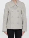 Bottega Veneta Doppelreihige Jacke Mit Spitzem Kragen In Beige