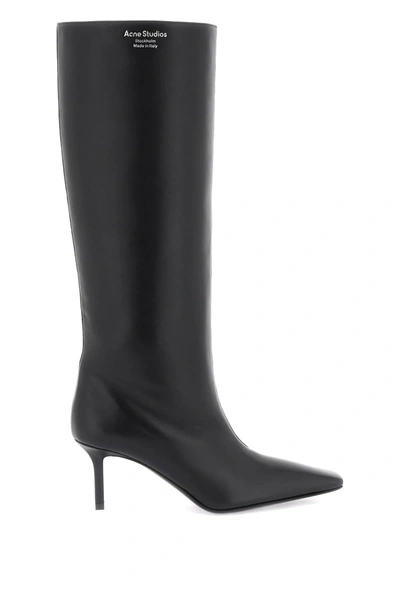 Acne Studios Leather Boots With Tapered Toe. In Black