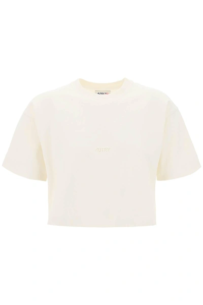 Autry Logo-patch Cropped T-shirt In Mixed Colours