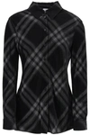 Burberry Long Flannel Shirt With Checkered Motif