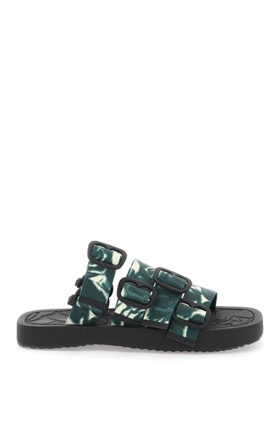 Burberry Nylon Rose Sandals For In Black,green