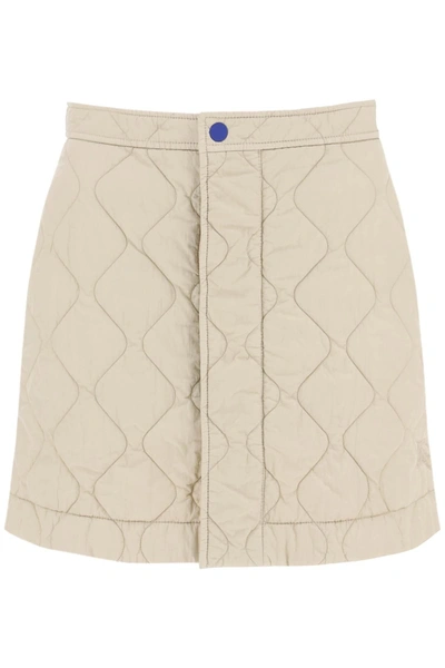 Burberry Embroidered Padded Quilted Shell Mini Skirt In Ivory