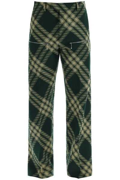 Burberry Checked Wool Twill Straight Trousers In Multicolor