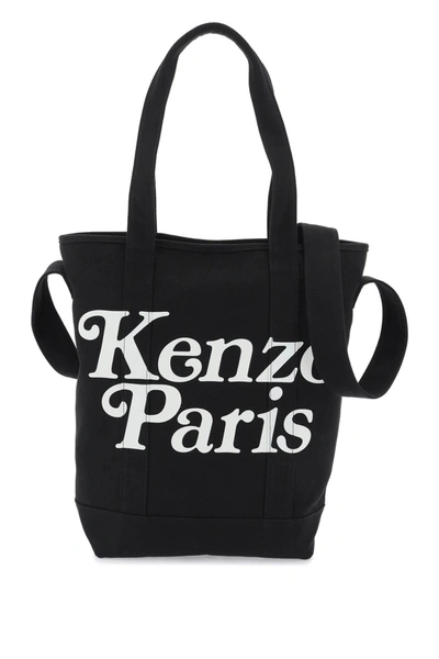 Kenzo Logo Printed Tote Bag In Black
