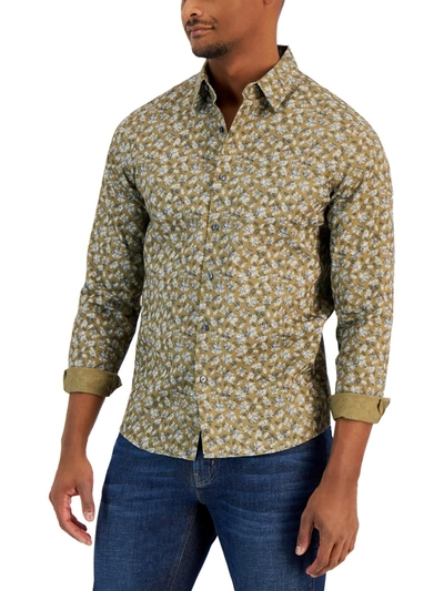 Michael Kors Mens Collared Printed Button-down Shirt In Multi