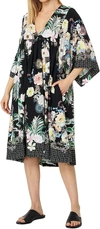 Johnny Was Women New Easy Cover-up Black Floral Swing Dress In Multi
