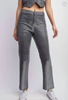 Edit By Nine Metallic Knit Pants In Silver In Silver