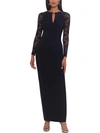 B & A BY BETSY AND ADAM WOMENS LACE SLEEVE LONG EVENING DRESS