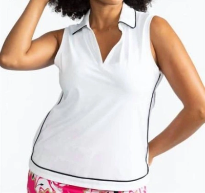 Kinona Bogey Round Sleeveless Golf Top In White