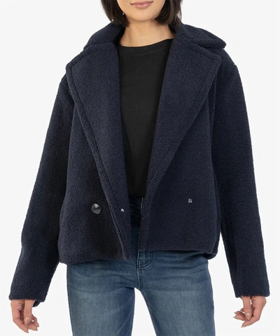 Kut From The Kloth Emaline Sherpa Coat In Navy In Blue