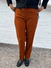 MULTIPLES FINE LINE TWILL ANKLE PANTS IN CARAMEL