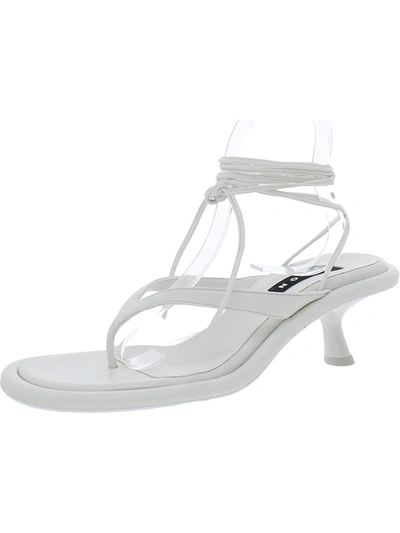 Simon Miller Womens Faux Leather Strappy Thong Sandals In White