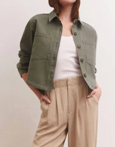 Z Supply Cropped Twill Jacket In Evergreen In Green