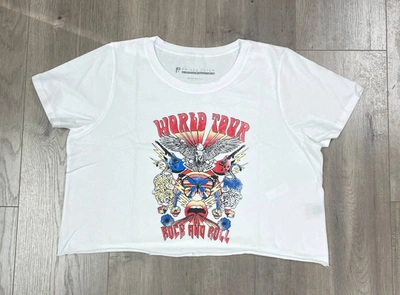 Prince Peter World Tour Rock Distressed Cropped Tee In White