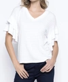 PICADILLY TIERED RUFFLE SLEEVE TOP IN WHITE