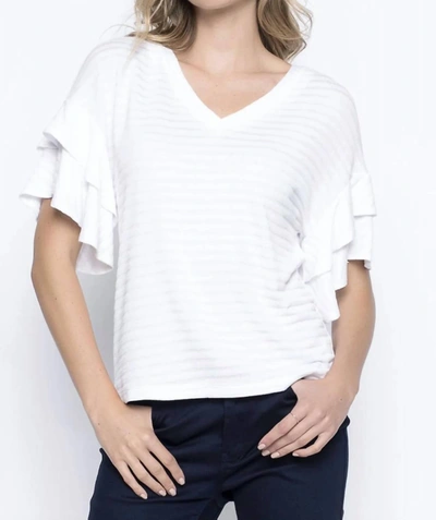 Picadilly Tiered Ruffle Sleeve Top In White