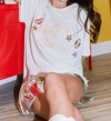 Peach Love Thread Lettering Gameday Tee In White In White