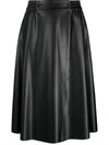 Nude High-waist Draped Midi Skirt In Black