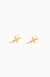 ABLE DROPLET CROSS STUDS IN GOLD