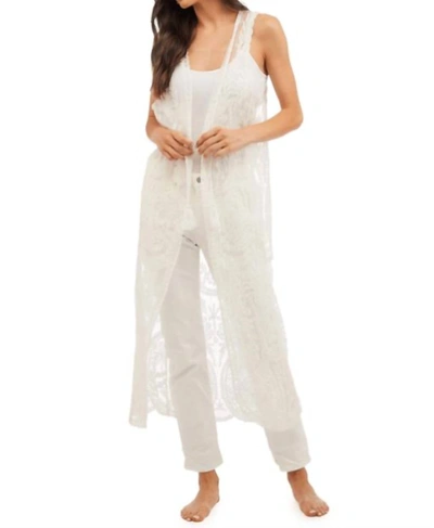 Two's Company Long Line Lace Vest In White