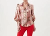 Trina Turk Sagittarius Floral-print Bishop-sleeve Top In Multi