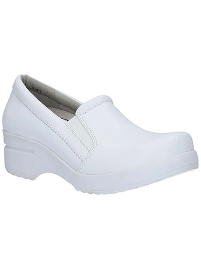 Easy Works By Easy Street Laurie Womens Faux Leather Slip On Clogs In White
