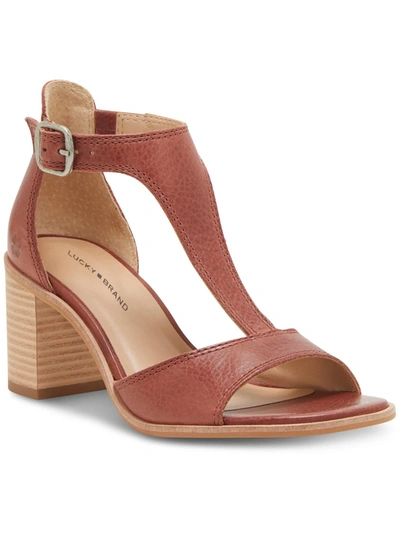 Lucky Brand Sabeni Womens Leather T-strap Block Heels In Brown