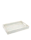 8 OAK LANE STRIPED MOTHER OF PEARL RECTANGLE TRAY IN WHITE