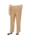 ALFRED DUNNER PLUS CLASSICS WOMENS PLEATED PULL ON STRAIGHT LEG PANTS