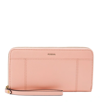 Fossil Women's Jori Litehide Leather Zip Clutch In Pink