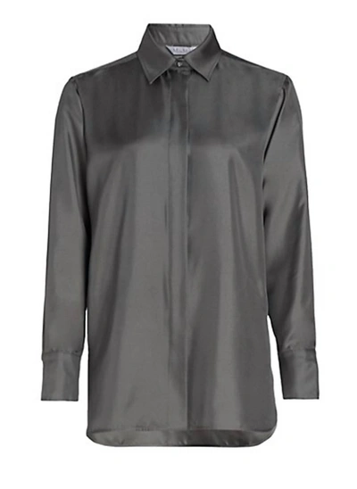 Max Mara Molina Silk Twill Shirt In Gray In Grey